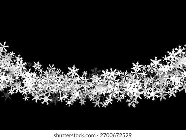 Fondo de Navidades con copos de nieve que caen. Fondo de vacaciones de invierno o marco con patrón de nieve en capas.