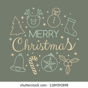 Christmas background with festive elements. Vector.