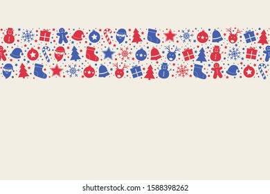 Christmas background with festive elements. Xmas ornaments. Vector