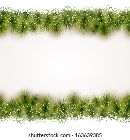 Christmas background with fir border at the top and bottom that will tile seamless horizontally.