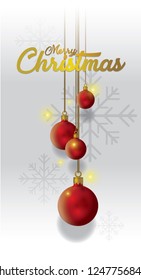 Christmas background with fir branch and red bauble. Vector illustration white background