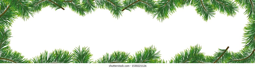 Christmas background with fir branches. Vector illustration with frame and copy space