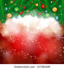 Christmas background with fir branches, vector