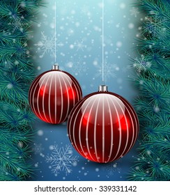 Christmas background with fir branches. Vector Illustration.