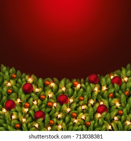 Christmas background with fir branches. Vector illustration
