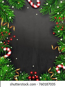 Christmas background with fir branches. Vector illustration. 