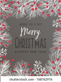 Christmas background with fir branches . Vector illustration. 