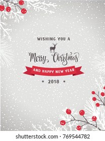 Christmas background with fir branches . Vector illustration. 