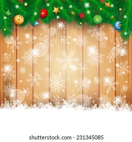 Christmas background with fir and copy space, vector eps10