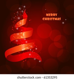 Christmas background with fir made of ribbon
