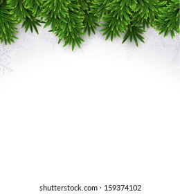 Christmas background with fir and snowflakes. Vector illustration.  