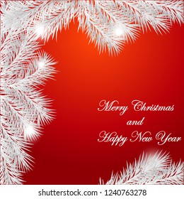 Christmas background with fir tree. Vector illustration. Winter holiday.