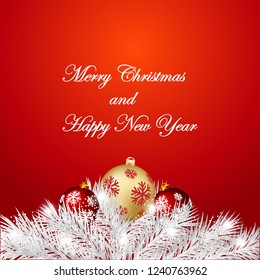 Christmas background with fir tree. Vector illustration. Winter holiday.