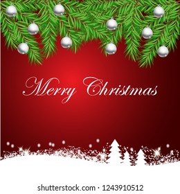 Christmas background with fir tree. Vector illustration. Winter holiday.