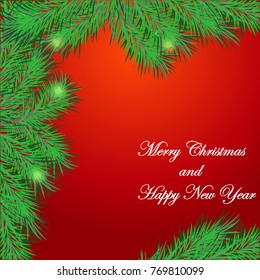 Christmas background with fir tree. Vector illustration. Winter holiday.