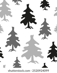 Christmas background with fir trees on a white or colored background from a set of seamless patterns for holiday wallpaper, paper or postcards