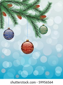 Christmas background with a fir twig. Vector illustration.