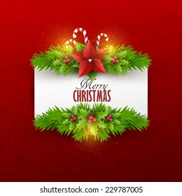 Christmas background with fir twigs and decoration elements
