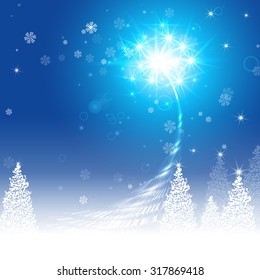 Christmas background, fireworks in honor of Christmas