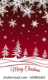 Christmas background with fir-trees and snowflakes