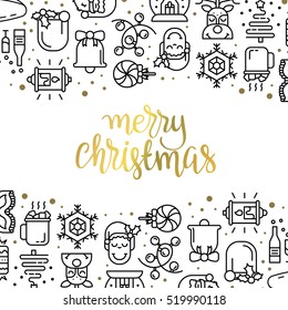 Christmas background with flat icons.