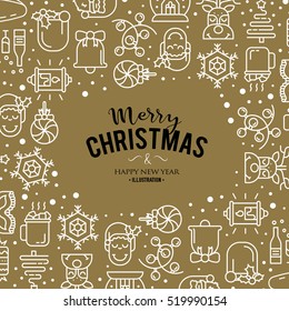 Christmas background with flat icons.