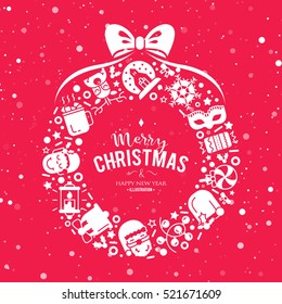 Christmas background with flat icons.