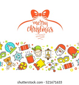 Christmas background with flat icons.