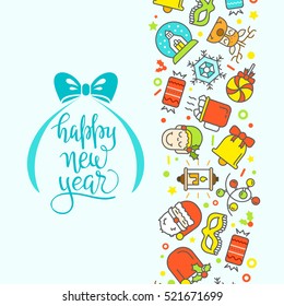Christmas background with flat icons.