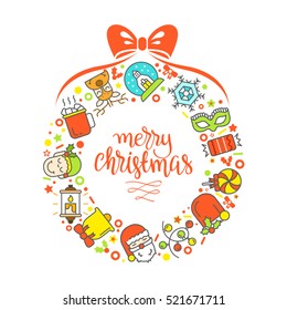 Christmas background with flat icons.