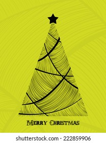 Christmas background. Flat Christmas tree and star for card design. Vector illustration.