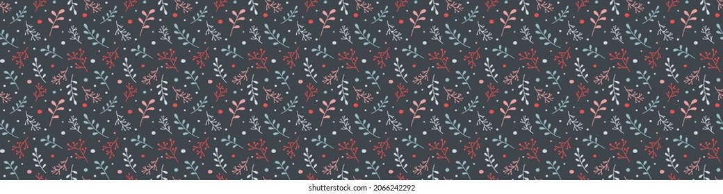 Christmas background with floral concept. Xmas seamless wallpaper. Banner. Vector