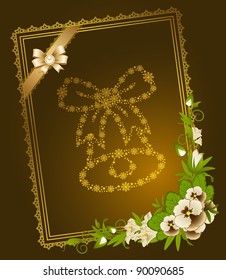 Christmas background with flowers. Vector