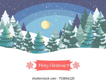 Antecedentes navideños con bosque por la noche