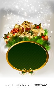 Christmas background with frame and gifts