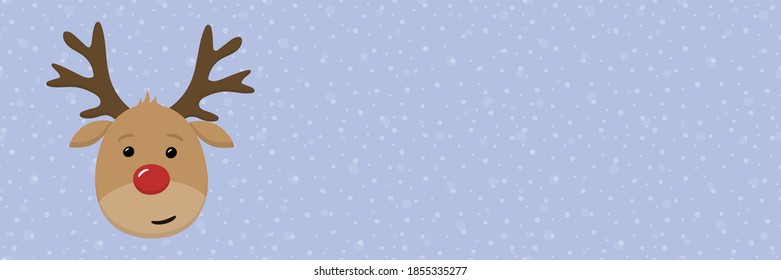 Christmas background with funny deer. Vector