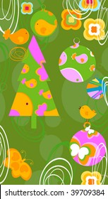 christmas background with funny elements