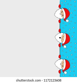 Christmas background with funny Santa Claus and copyspace. Vector.