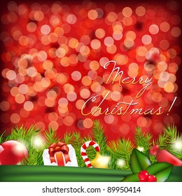 Christmas Background With Garland, Vector Illustration