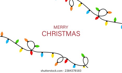 Christmas background with garlands. Flashlights. Vector graphics