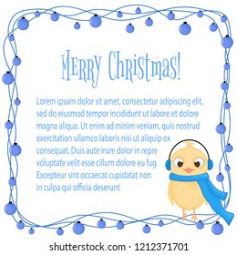 Christmas background with garlands, place for text and owl in the Santa Claus hat. postcard new year and Christmas. Isolated objects bird on white background. Template for text and congratulations.