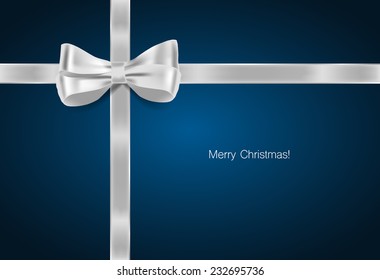 Fondo de Navidad. Arco de regalo y cinta brillante. Ilustración vectorial.