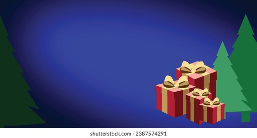 Christmas background with gift box ans christmas tree
