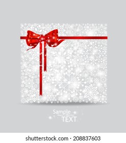 Christmas background with gift box made from snowflakes. Vector illustration.