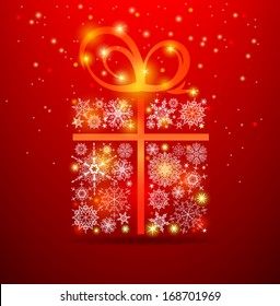 Christmas background. Gift box with ribbon. Vector Eps 10.