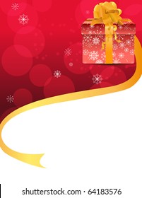 Christmas background with gift box and ribbon