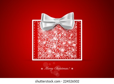 Weihnachtshintergrund mit Geschenkbox und Schneeflocken, Vektorgrafik.