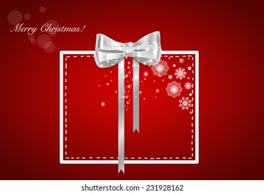 Christmas background with gift box and snowflakes, vector illustration.