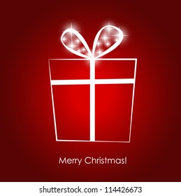 Christmas background with gift box, vector illustration. EPS10