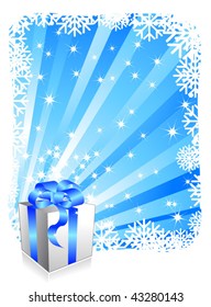 Christmas background with gift box. Vector
